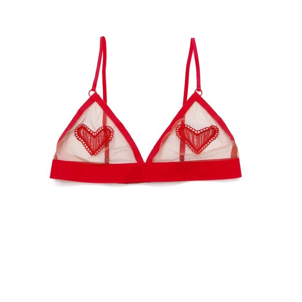 Red hearts bra